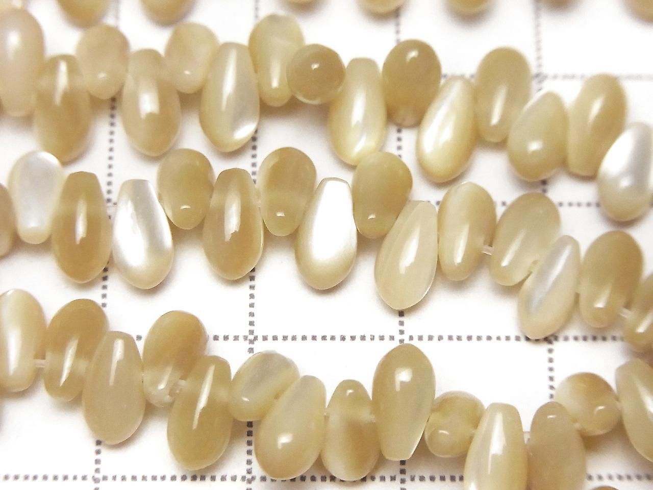 Mother of Pearl (MOP) Beige Drop Beads (Smooth) 7x4x4mm 1strand beads (approx. 15inch/36cm)