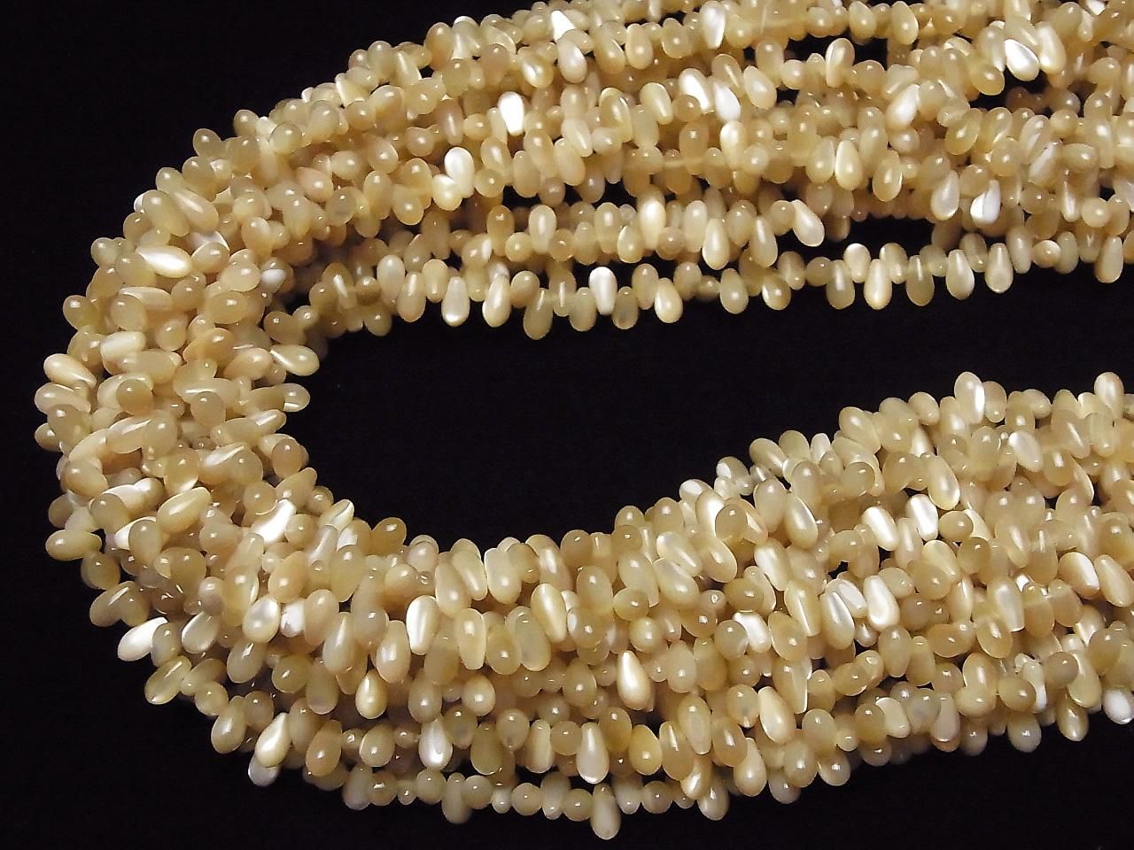 Mother of Pearl (MOP) Beige Drop Beads (Smooth) 7x4x4mm 1strand beads (approx. 15inch/36cm)