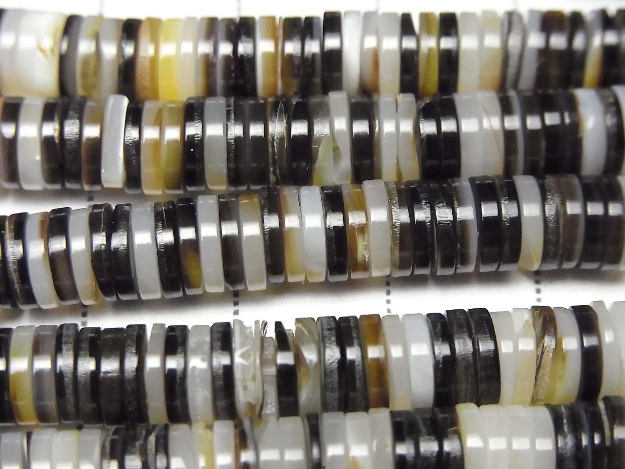 Brown-Black Shell Rondelle (Heishi) 6x6x1mm 1strand beads (approx. 15inch/36cm)