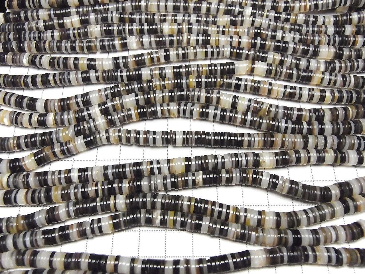 Brown-Black Shell Rondelle (Heishi) 6x6x1mm 1strand beads (approx. 15inch/36cm)
