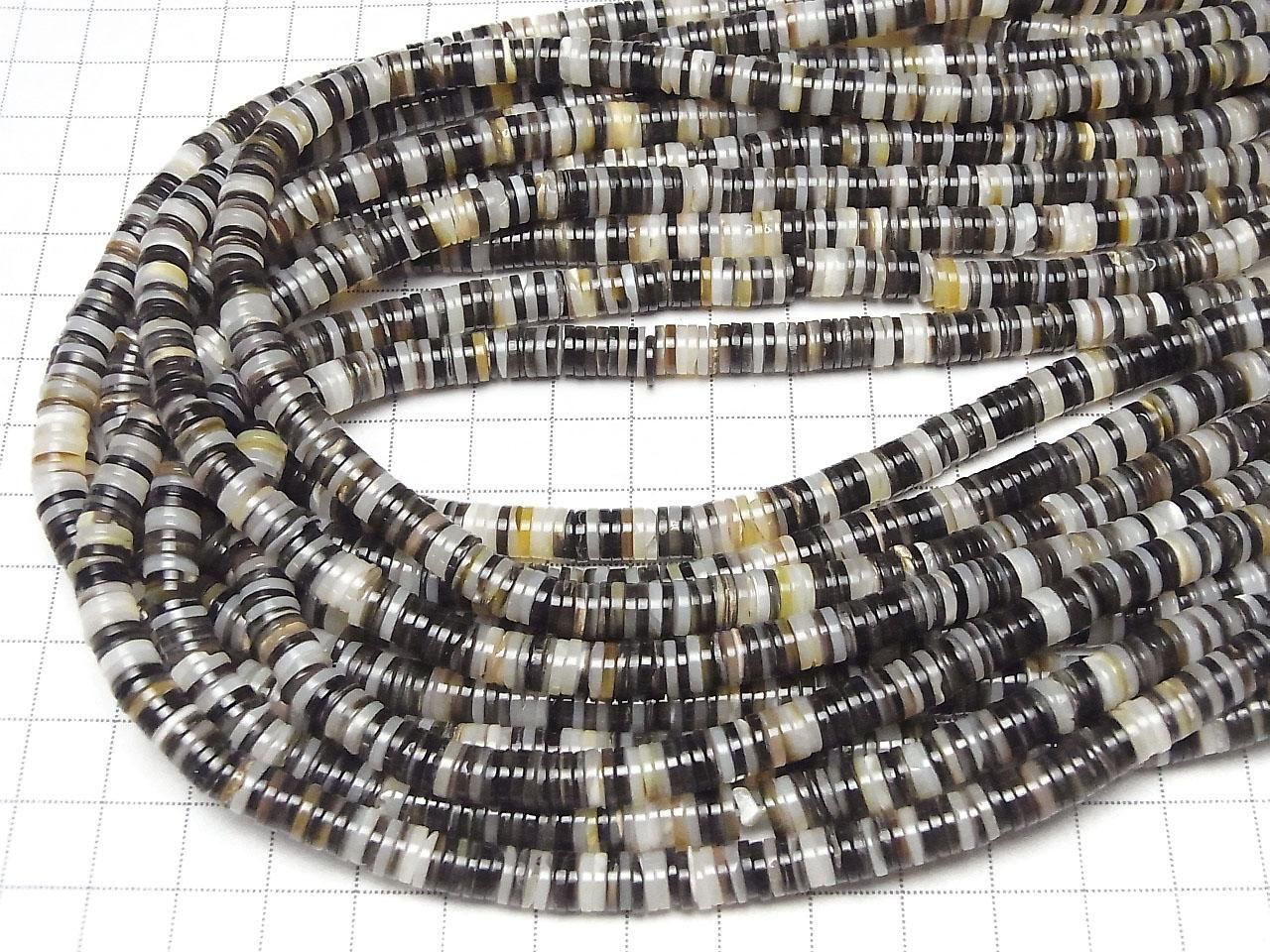 Brown-Black Shell Rondelle (Heishi) 6x6x1mm 1strand beads (approx. 15inch/36cm)