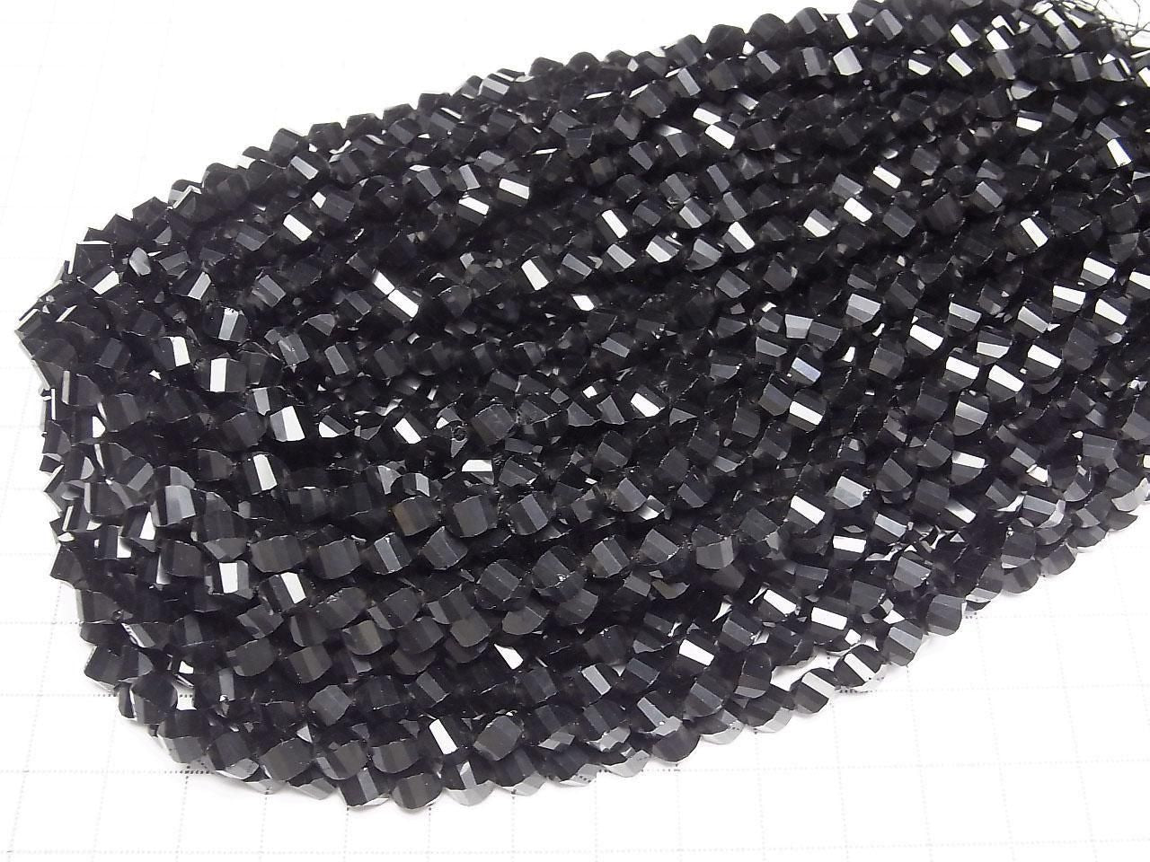 Onyx Twist x Multiple Facets 6x5x5mm 1strand beads (aprx.14inch/35cm)High Quality!