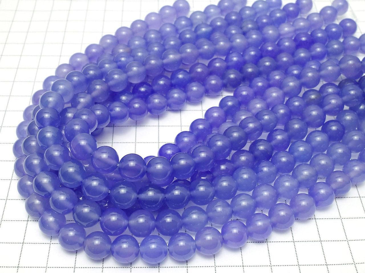Violet-colored Chalcedony Round 10mm 1strand beads (approx. 14 inches/35 cm)