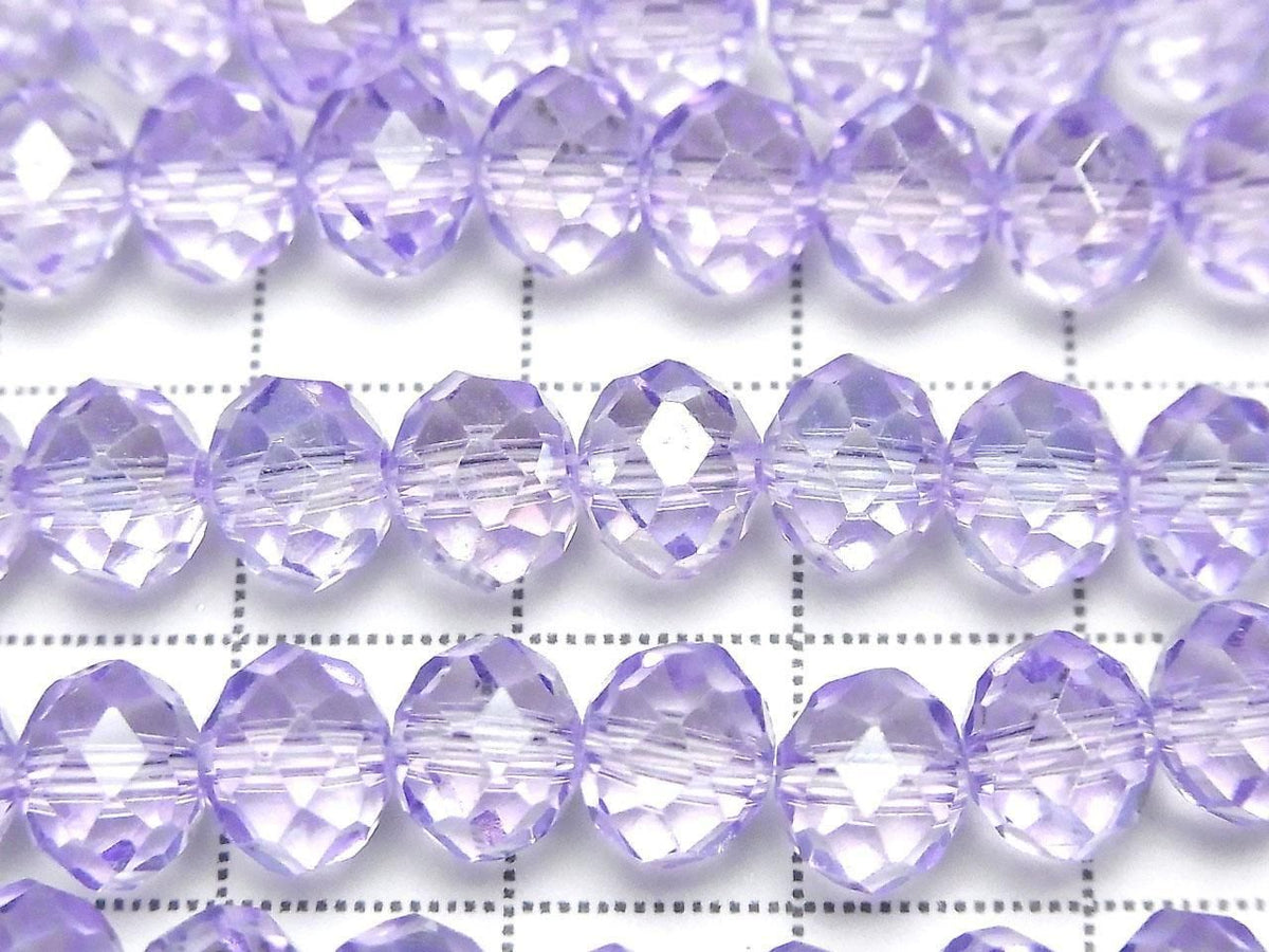 Glass Beads Faceted Button Rondelle 7.5x7.5x6mm Clear Purple Silver-AB 1strand beads (approx. 14inch/35cm)