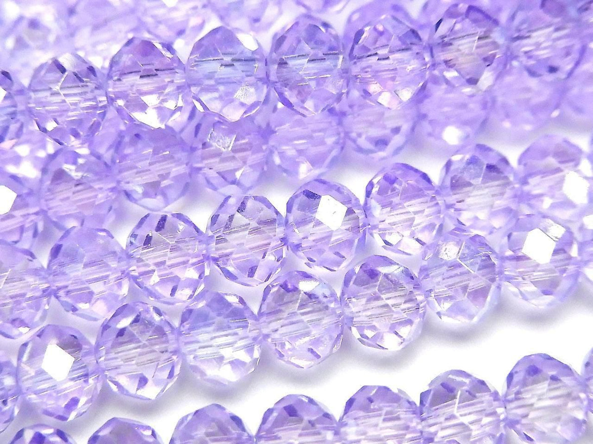 Glass Beads Faceted Button Rondelle 5.5x5.5x4.5mm Clear Purple Silver-AB 1strand beads (approx. 15inch/36cm)
