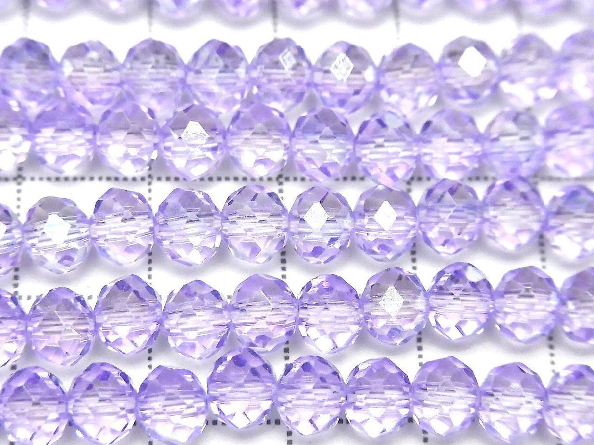Glass Beads Faceted Button Rondelle 5.5x5.5x4.5mm Clear Purple Silver-AB 1strand beads (approx. 15inch/36cm)
