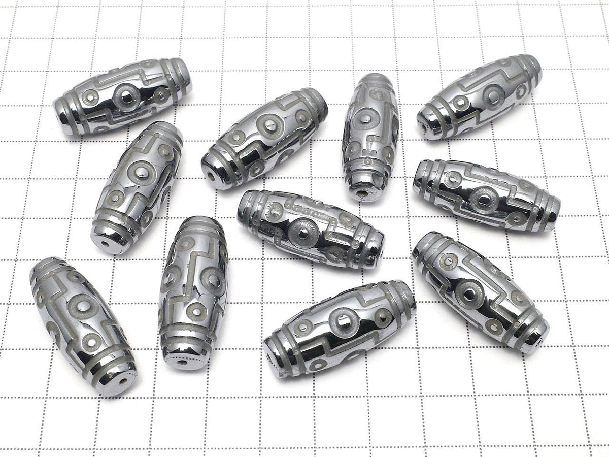 Terahertz dZi Beads Rice 30x12x12mm 1pc