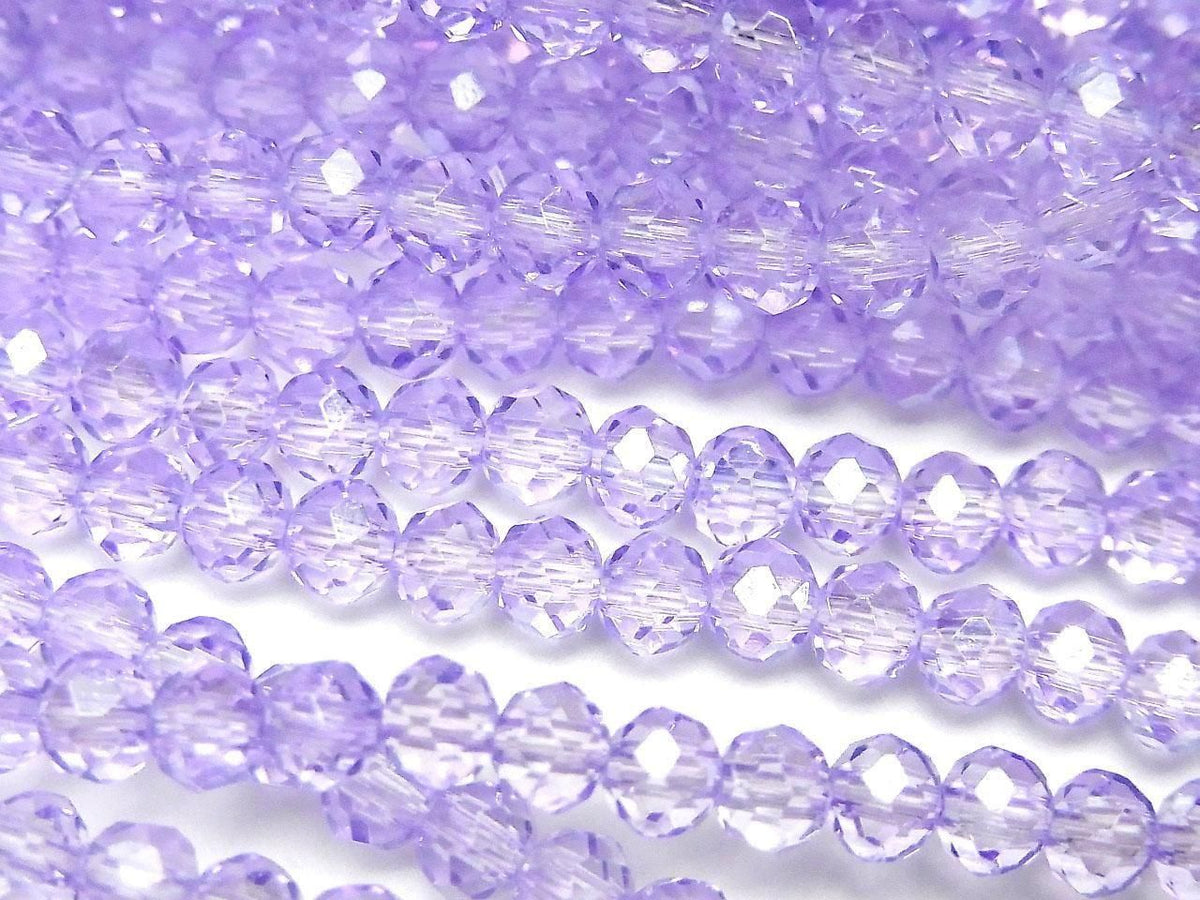 Glass Beads Faceted Button Rondelle 4x4x3mm Clear Purple Silver-AB 1strand beads (approx. 15inch/37cm)