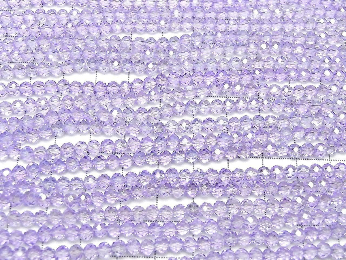 Glass Beads Faceted Button Rondelle 4x4x3mm Clear Purple Silver-AB 1strand beads (approx. 15inch/37cm)