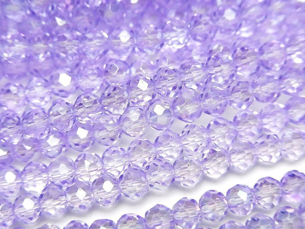 Glass Beads Faceted Button Rondelle 3.5x3.5x3mm Clear Purple Silver-AB 1strand beads (approx. 13inch/32cm)