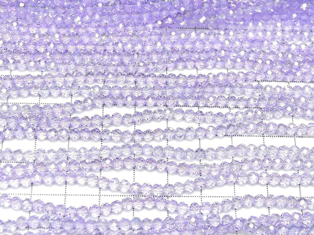Glass Beads Faceted Button Rondelle 3.5x3.5x3mm Clear Purple Silver-AB 1strand beads (approx. 13inch/32cm)