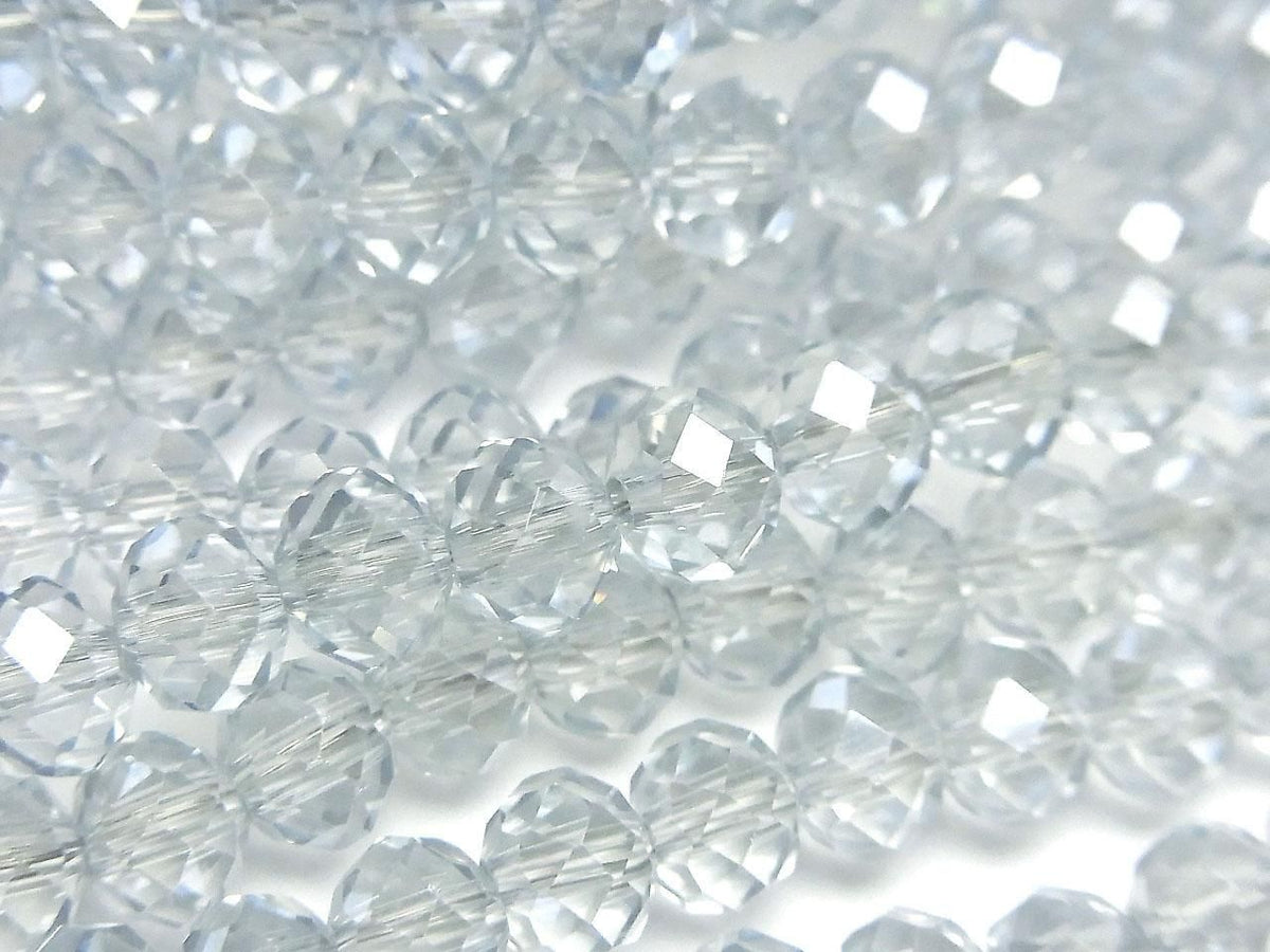 Glass Beads Faceted Button Rondelle 6x6x4.5mm Clear Silver 1strand beads (approx. 15inch/36cm)