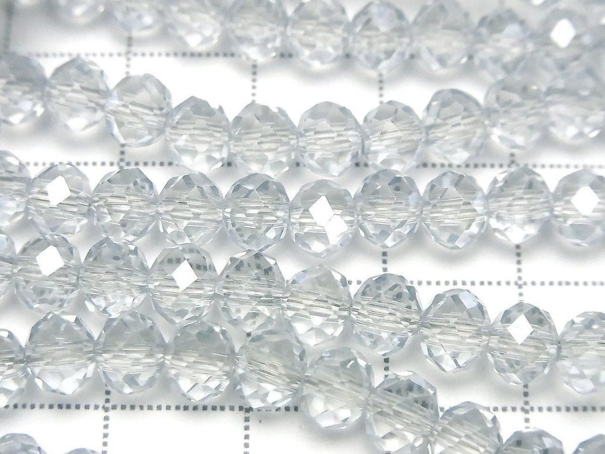 Glass Beads Faceted Button Rondelle 6x6x4.5mm Clear Silver 1strand beads (approx. 15inch/36cm)