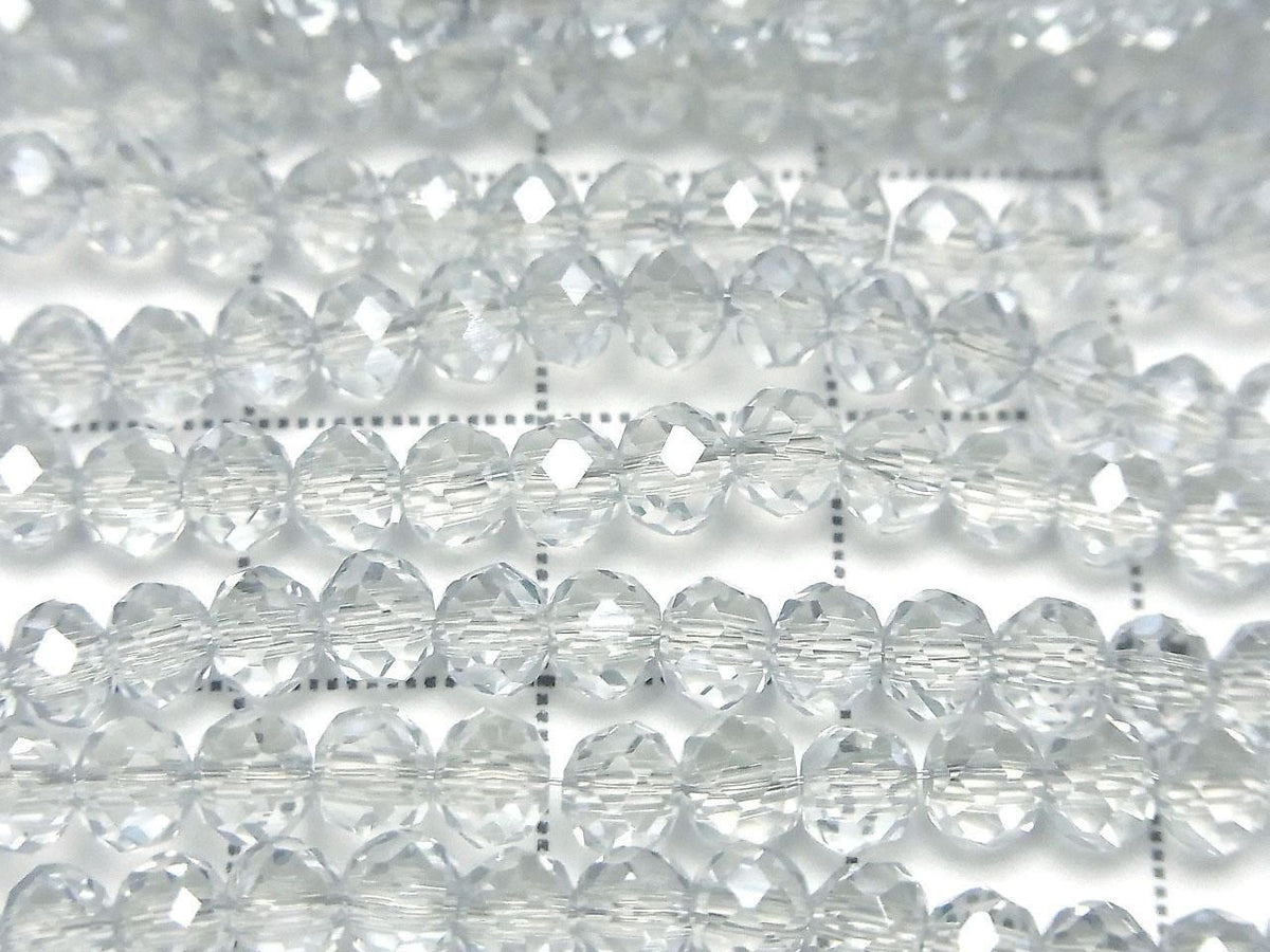 Glass Beads Faceted Button Rondelle 4x4x3mm Clear Silver 1strand beads (approx. 15inch/36cm)
