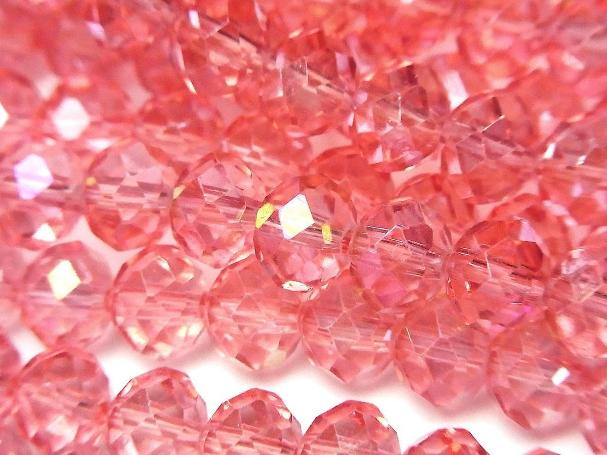 Glass Beads Faceted Button Rondelle 7.5x7.5x6mm Clear Red Pink Silver-AB 1strand beads (approx. 14inch/35cm)