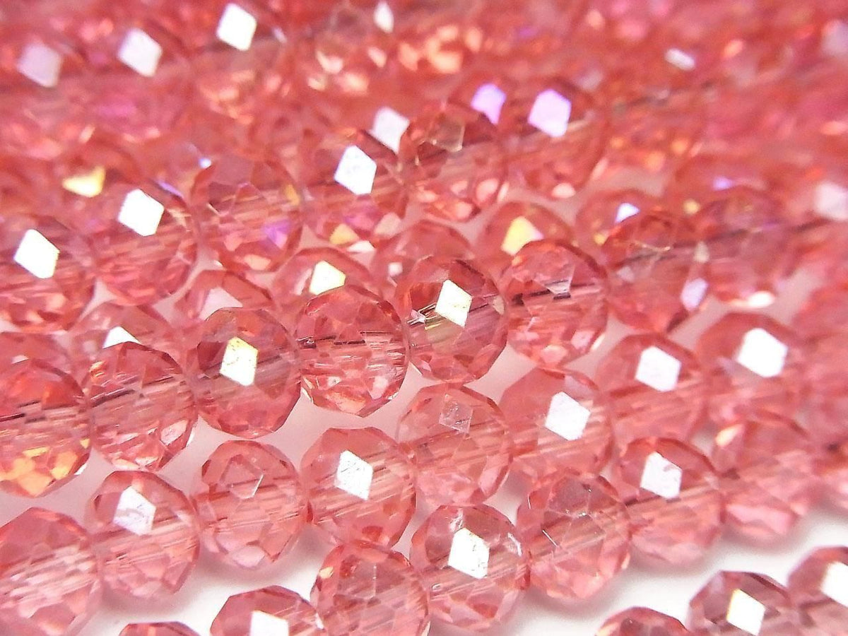 Glass Beads Faceted Button Rondelle 5.5x5.5x4.5mm Clear Red Pink Silver-AB 1strand beads (approx. 15inch/36cm)
