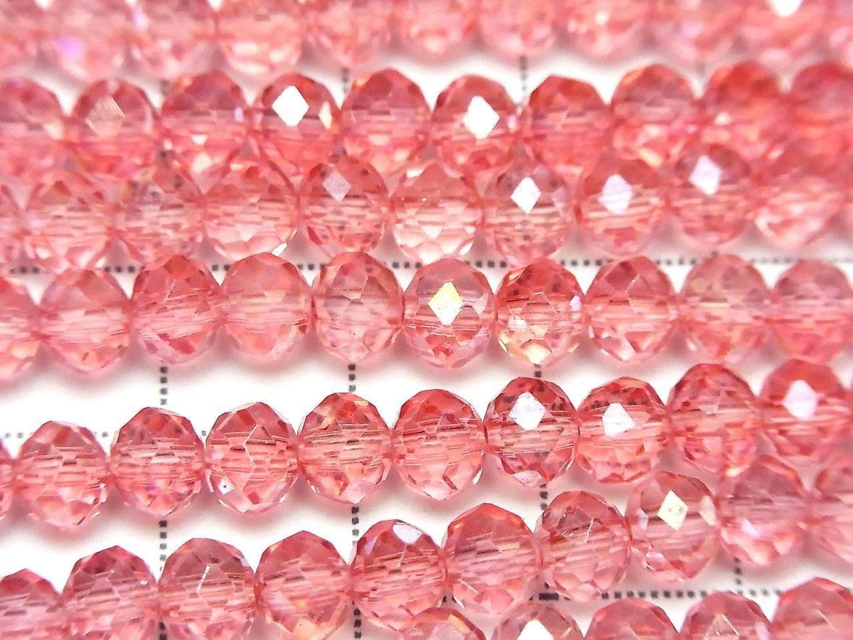 Glass Beads Faceted Button Rondelle 5.5x5.5x4.5mm Clear Red Pink Silver-AB 1strand beads (approx. 15inch/36cm)