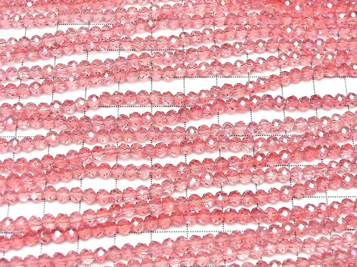 Glass Beads Faceted Button Rondelle 4x4x3mm Clear Red Pink Silver-AB 1strand beads (approx. 15inch/36cm)