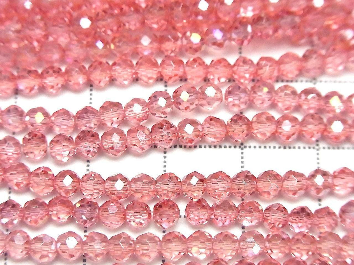 Glass Beads Faceted Button Rondelle 3.5x3.5x3mm Clear Red Pink Silver-AB 1strand beads (approx. 13inch/32cm)