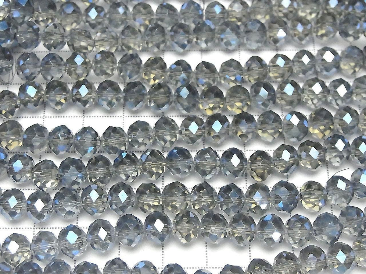 Glass Beads Faceted Button Rondelle 7.5x7.5x6mm Navy Blue Half-Coated 1strand beads (approx. 14inch/35cm)