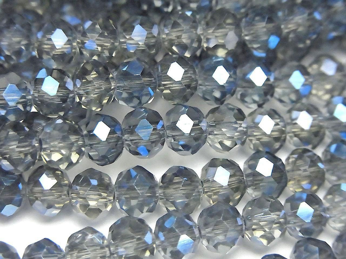 Glass Beads Faceted Button Rondelle 6x6x4.5mm Navy Blue Half-Coated 1strand beads (approx. 15inch/36cm)
