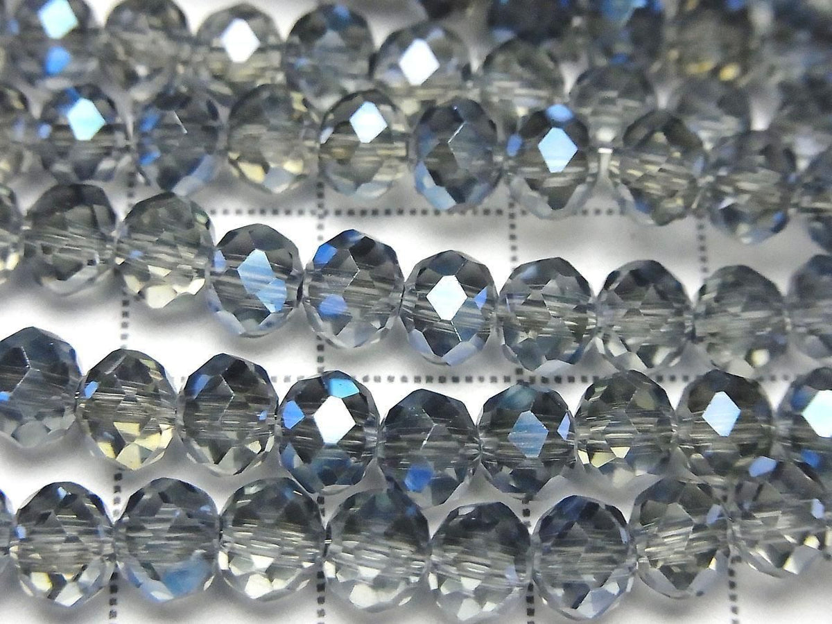 Glass Beads Faceted Button Rondelle 6x6x4.5mm Navy Blue Half-Coated 1strand beads (approx. 15inch/36cm)