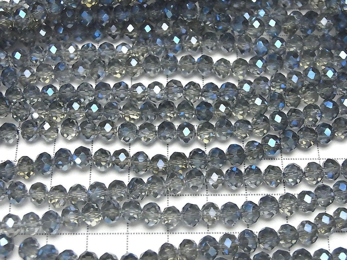 Glass Beads Faceted Button Rondelle 6x6x4.5mm Navy Blue Half-Coated 1strand beads (approx. 15inch/36cm)