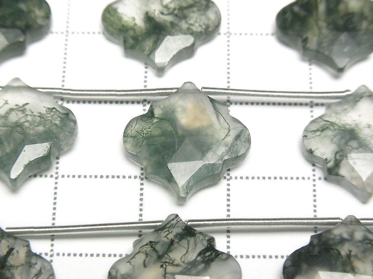 Moss Agate AAA Moroccan Shaped Cut 15x15mm 1strand beads (5pcs)