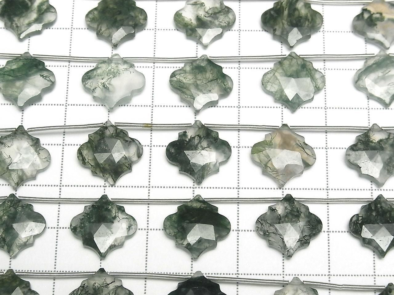 Moss Agate AAA Moroccan Shaped Cut 15x15mm 1strand beads (5pcs)