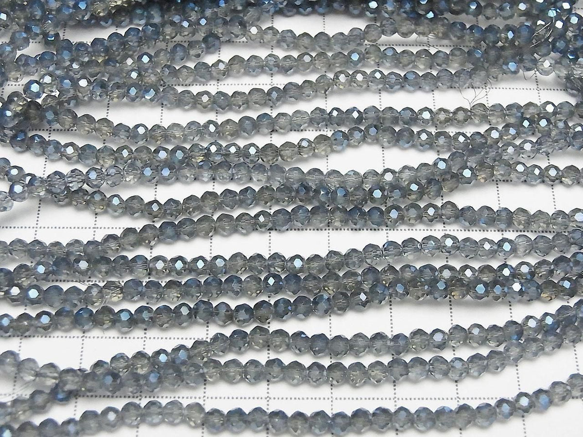Glass Beads Faceted Button Rondelle 3.5x3.5x3mm Navy Blue Half-Coated 1strand beads (approx. 13inch/32cm)