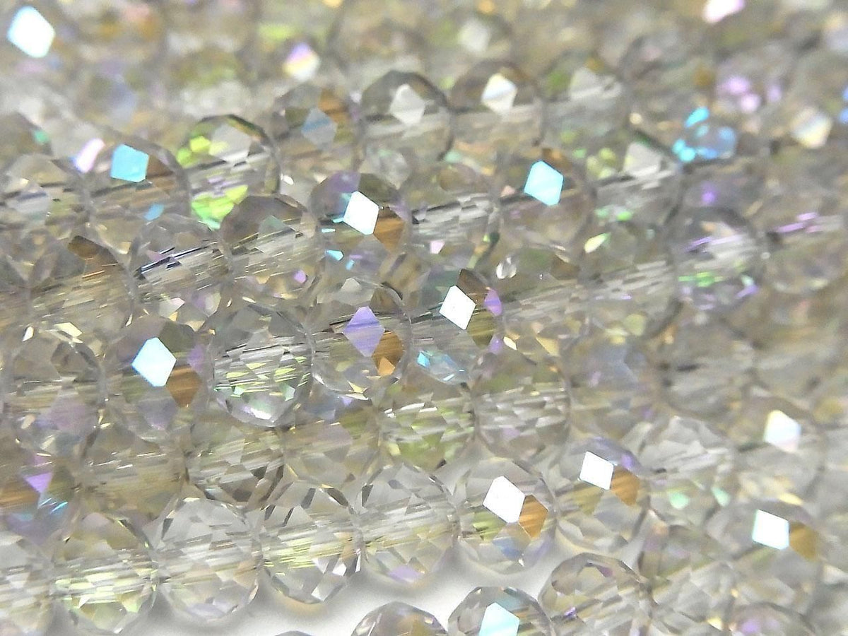 Glass Beads Faceted Button Rondelle 5.5x5.5x4.5mm Clear Silver Silver-AB 1strand beads (approx. 15inch/36cm)