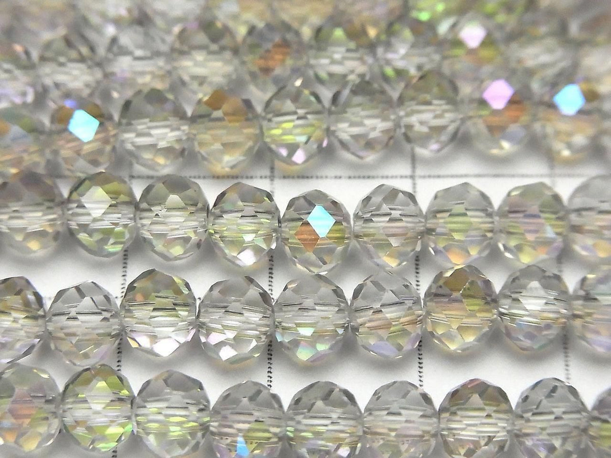Glass Beads Faceted Button Rondelle 5.5x5.5x4.5mm Clear Silver Silver-AB 1strand beads (approx. 15inch/36cm)