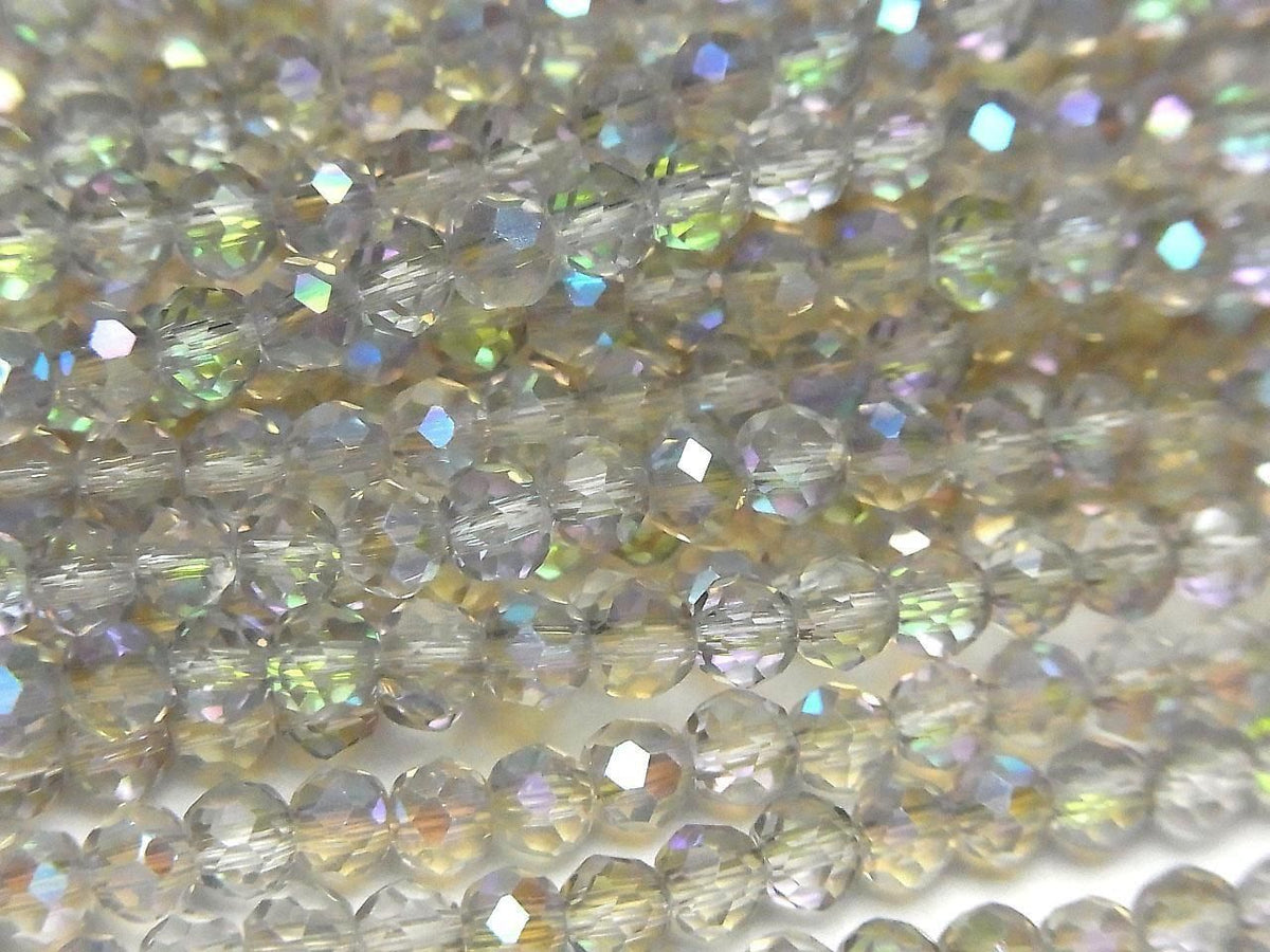 Glass Beads Faceted Button Rondelle 3.5x3.5x3mm Clear Silver Silver-AB 1strand beads (approx. 13inch/32cm)