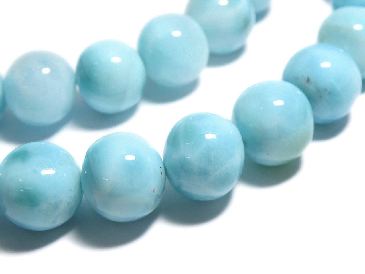 Larimar Pectolite AA++ Round 10mm 1strand beads (aprx.18inch/44cm) NO.2 [One of a kind]