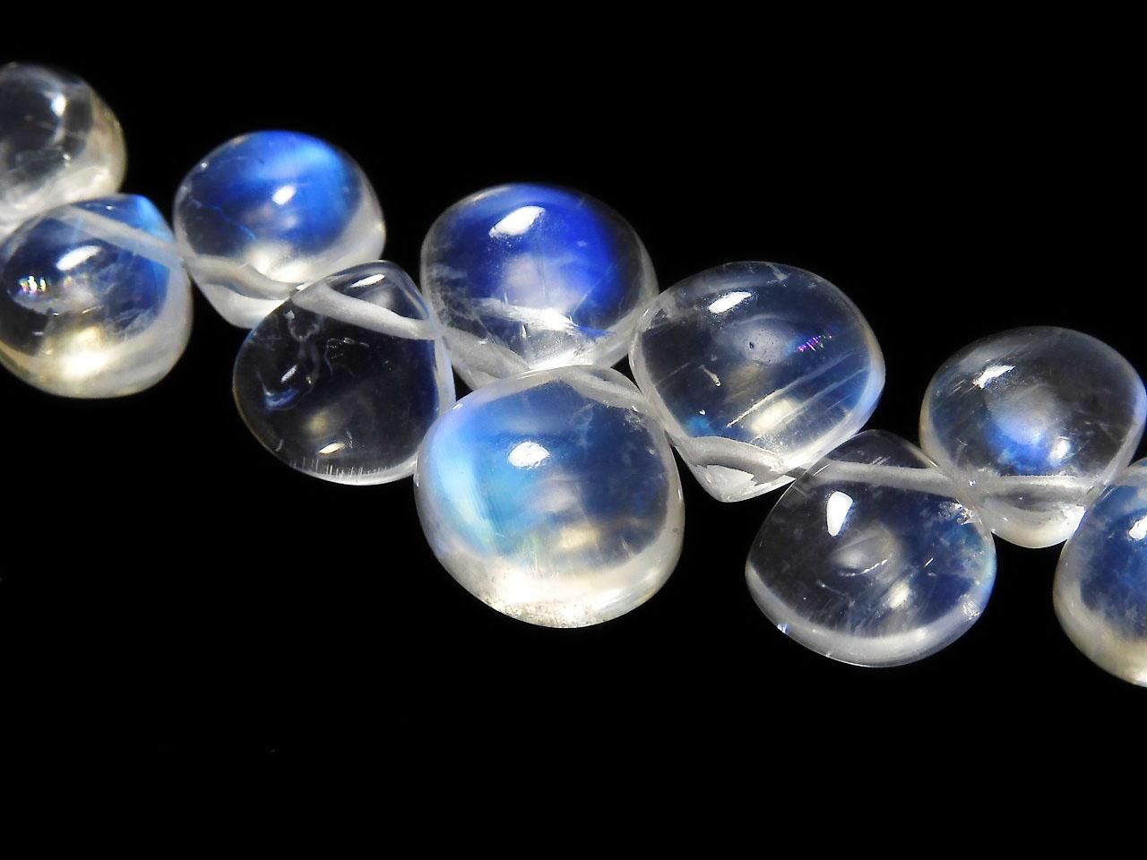 High Quality Rainbow Moonstone AAA Chestnut Faceted Briolette 1strand beads Beads (approx. 13 inches/31 cm) NO.3 [One of a kind]