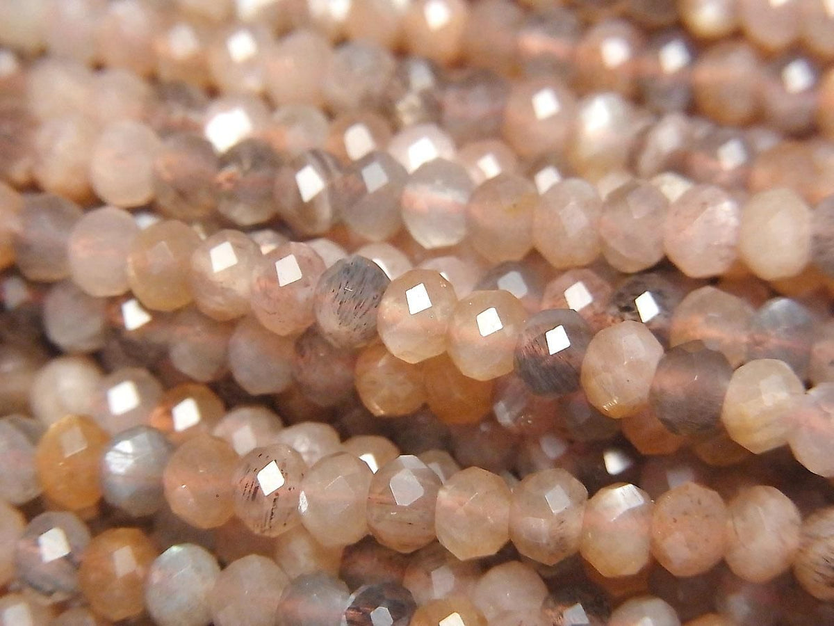 Silver & Golden Sheen Multicolor Moonstone AAA- Faced Button Rondelle 4x4x3mm 1strand beads (approx. 15inch/38cm) High Quality!