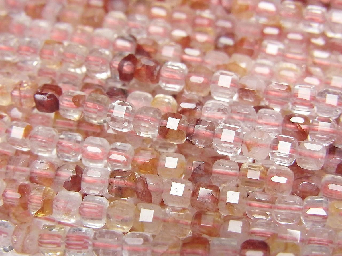 Red Hematoid Quartz Cube Shape 3x3x3mm 1strand beads (aprx.15inch/37cm)High Quality!