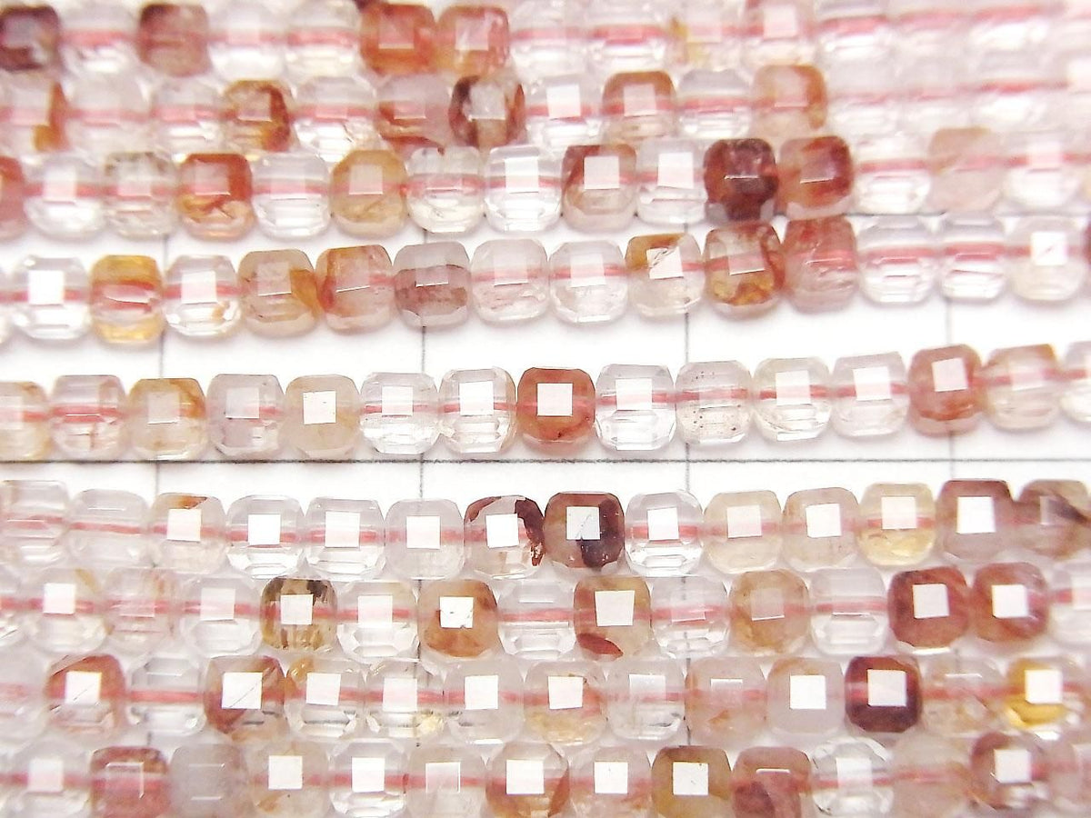 Red Hematoid Quartz Cube Shape 3x3x3mm 1strand beads (aprx.15inch/37cm)High Quality!