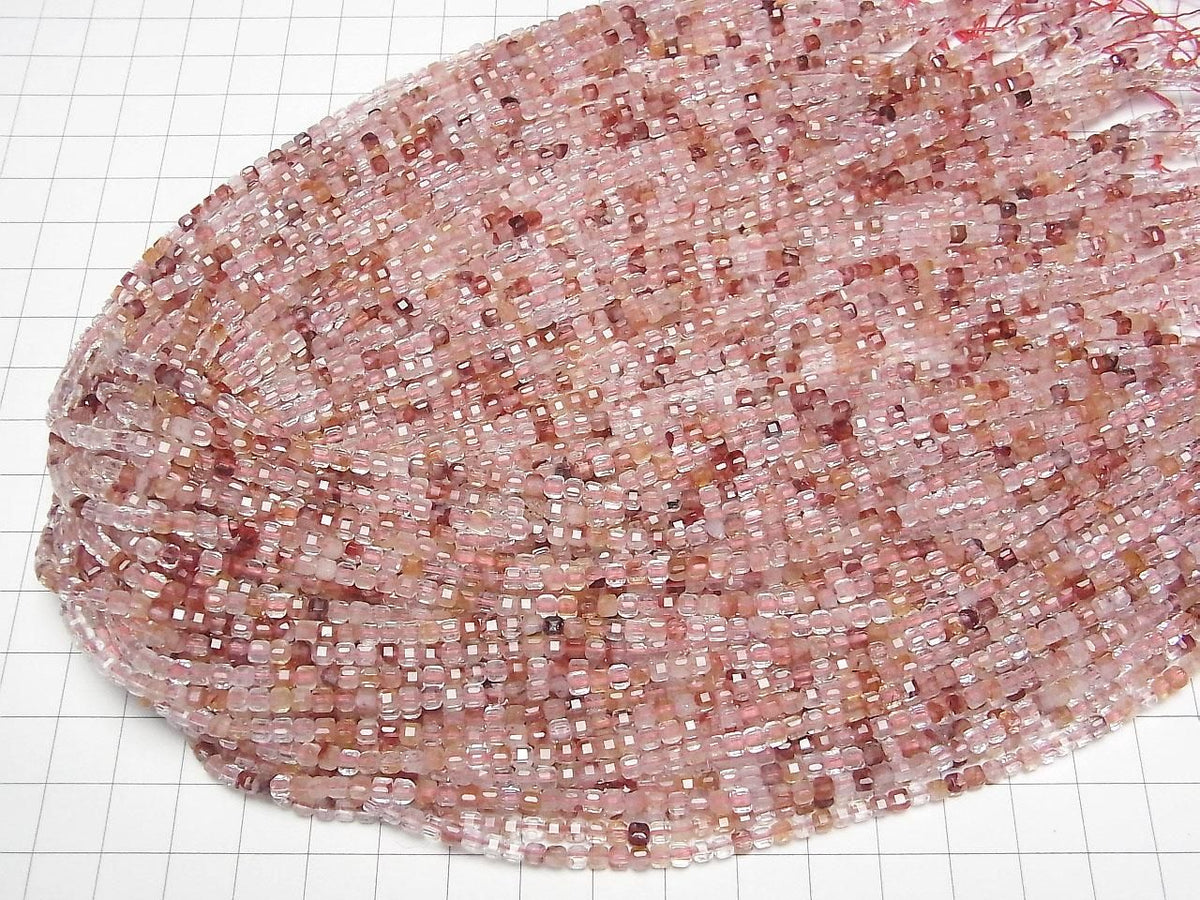 Red Hematoid Quartz Cube Shape 3x3x3mm 1strand beads (aprx.15inch/37cm)High Quality!