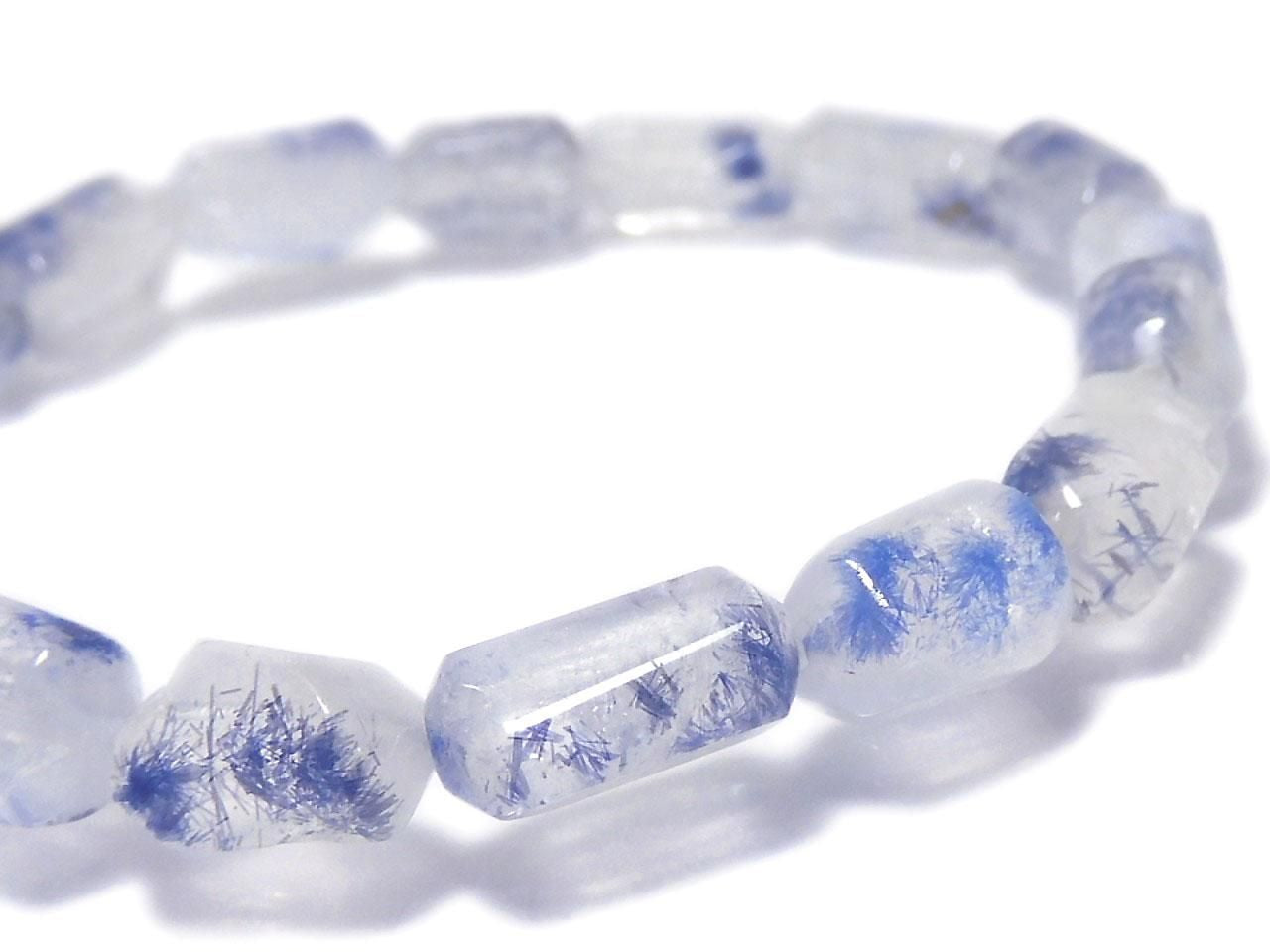 Dumortierite in Quartz Faceted Nugget 1strand beads (Bracelet) NO.11 [One of a kind]