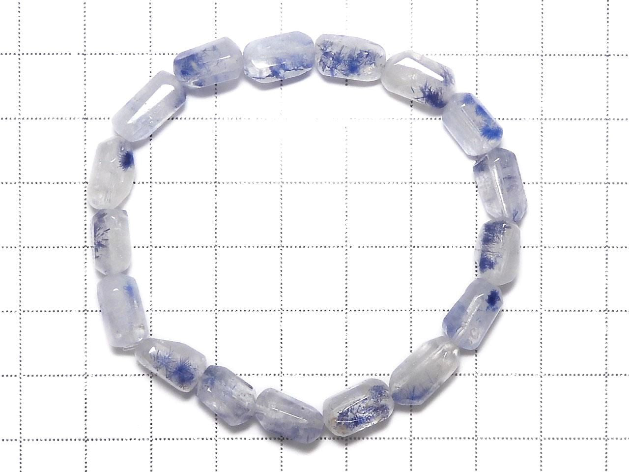 Dumortierite in Quartz Faceted Nugget 1strand beads (Bracelet) NO.11 [One of a kind]