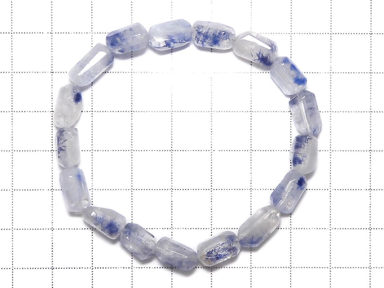 Dumortierite in Quartz Faceted Nugget 1strand beads (Bracelet) NO.11 [One of a kind]