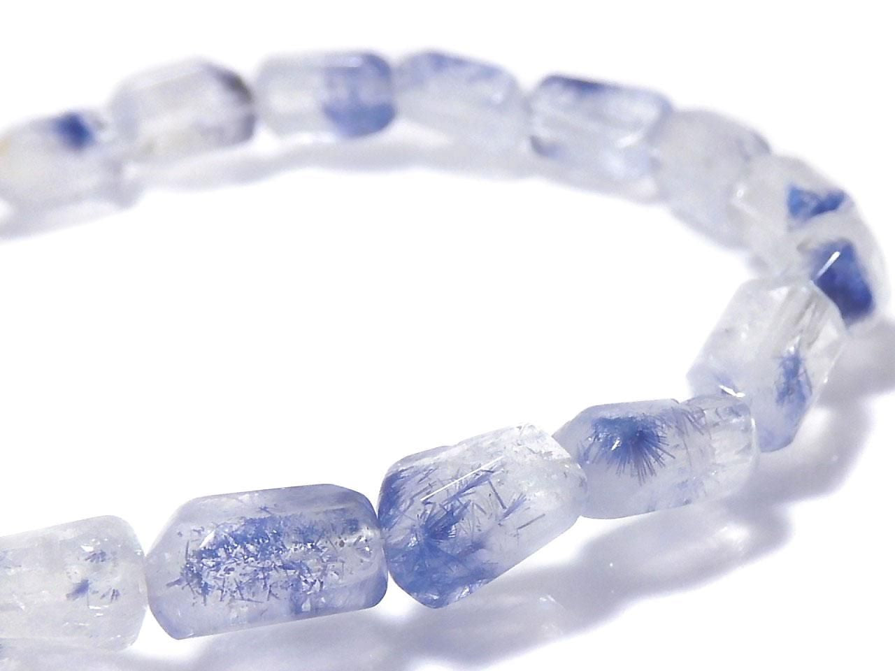 Dumortierite in Quartz Faceted Nugget 1strand beads (Bracelet) NO.12 [One of a kind]