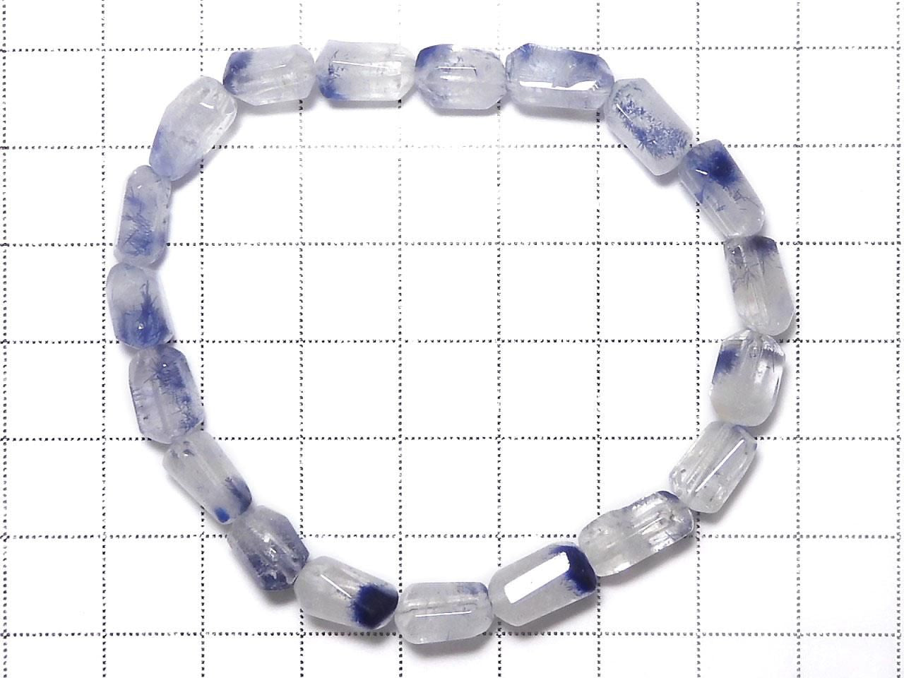 Dumortierite in Quartz Faceted Nugget 1strand beads (Bracelet) NO.12 [One of a kind]