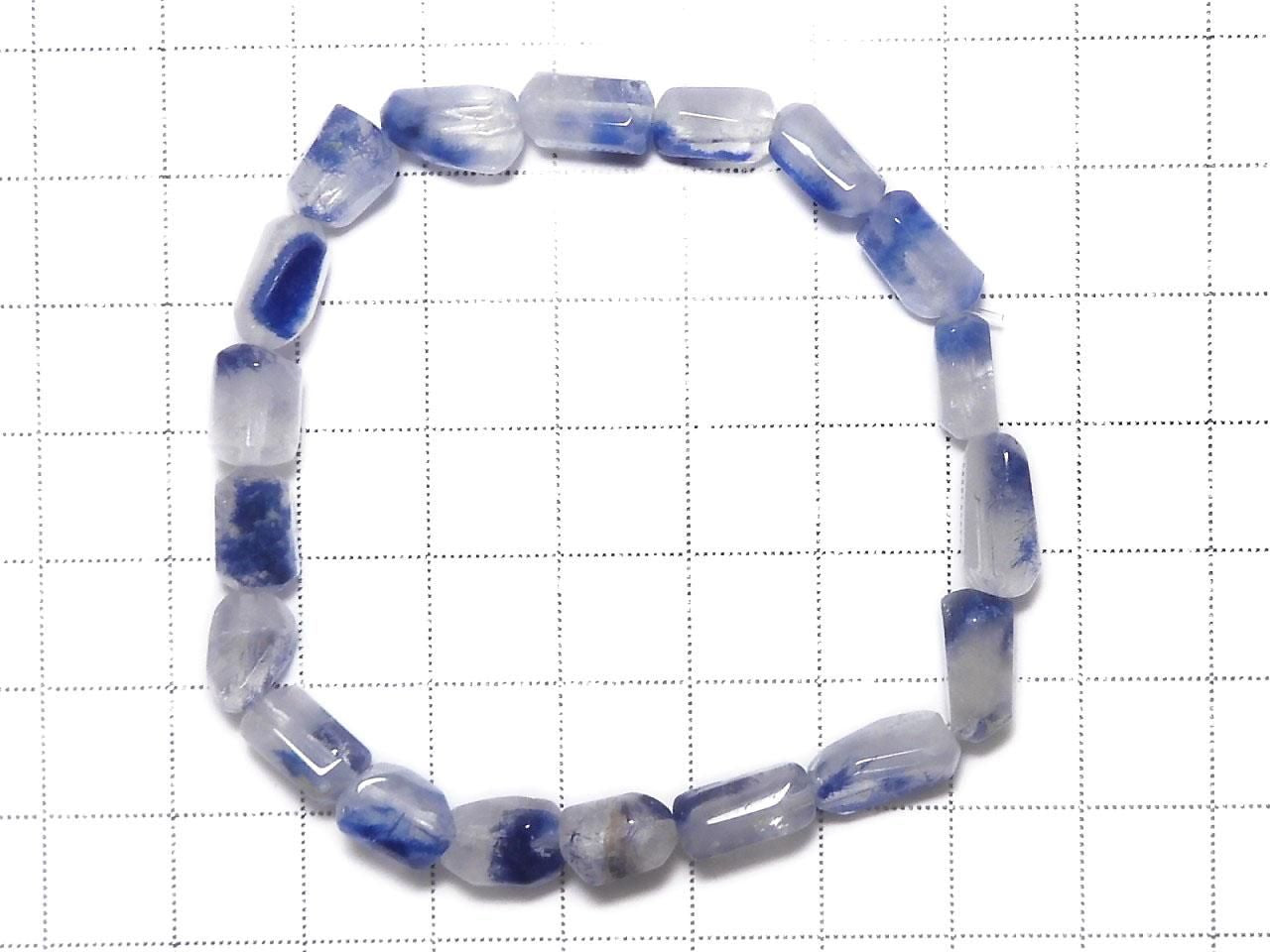Dumortierite in Quartz Faceted Nugget 1strand beads (Bracelet) NO.13 [One of a kind]