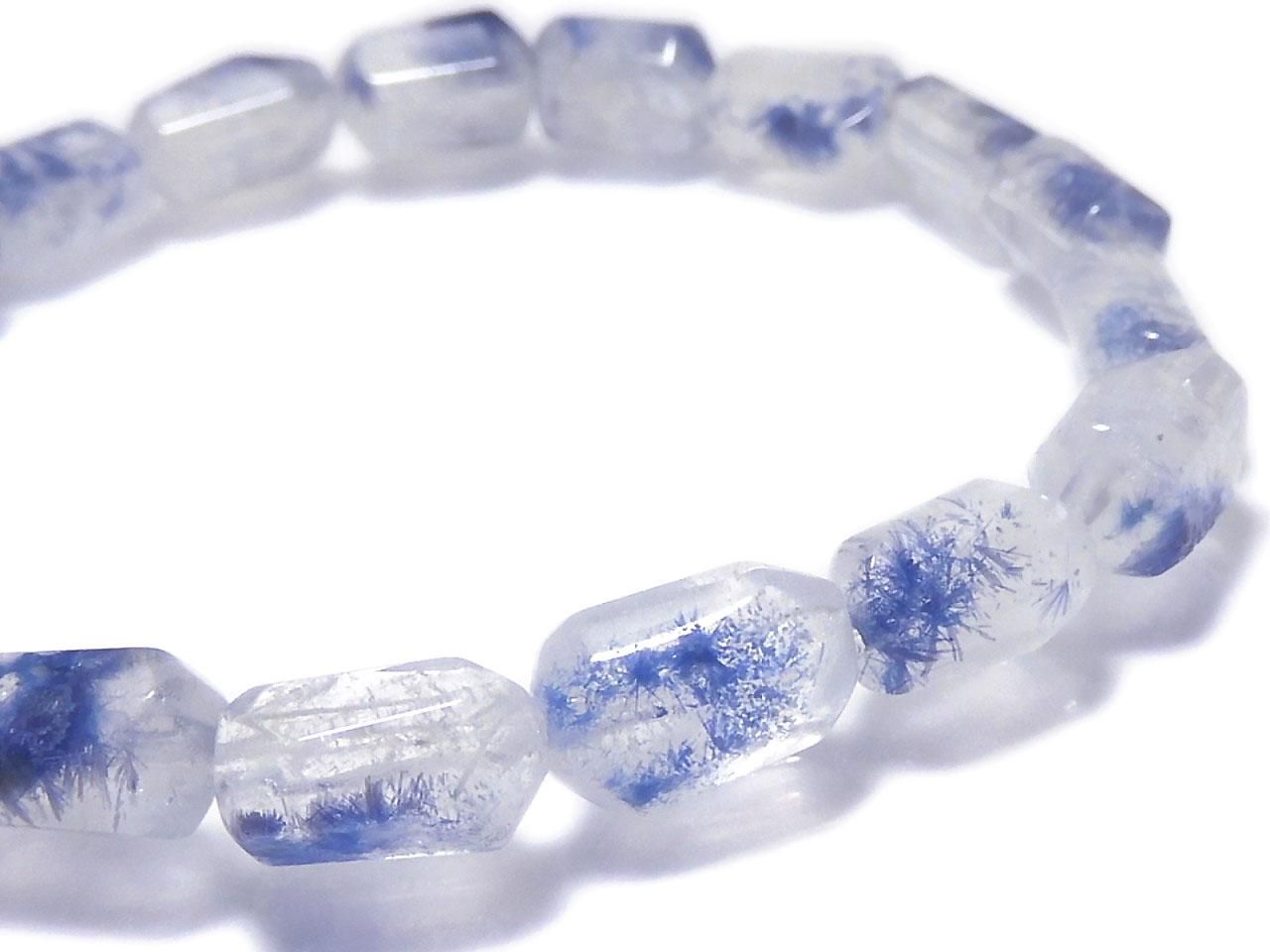 Dumortierite in Quartz Faceted Nugget 1strand beads (Bracelet) NO.14 [One of a kind]