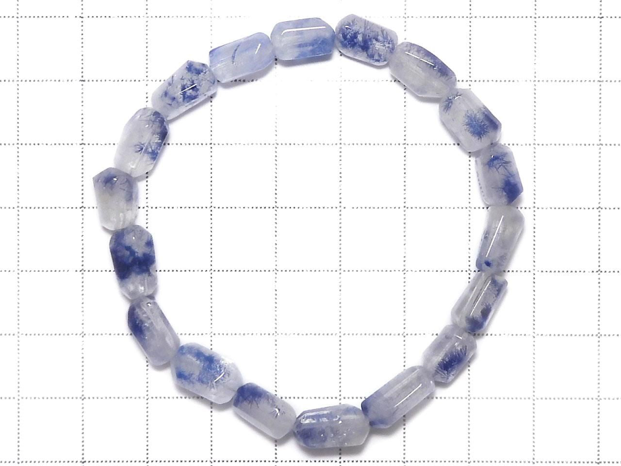 Dumortierite in Quartz Faceted Nugget 1strand beads (Bracelet) NO.14 [One of a kind]