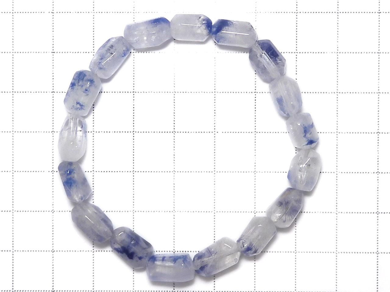Dumortierite in Quartz Faceted Nugget 1strand beads (Bracelet) NO.15 [One of a kind]