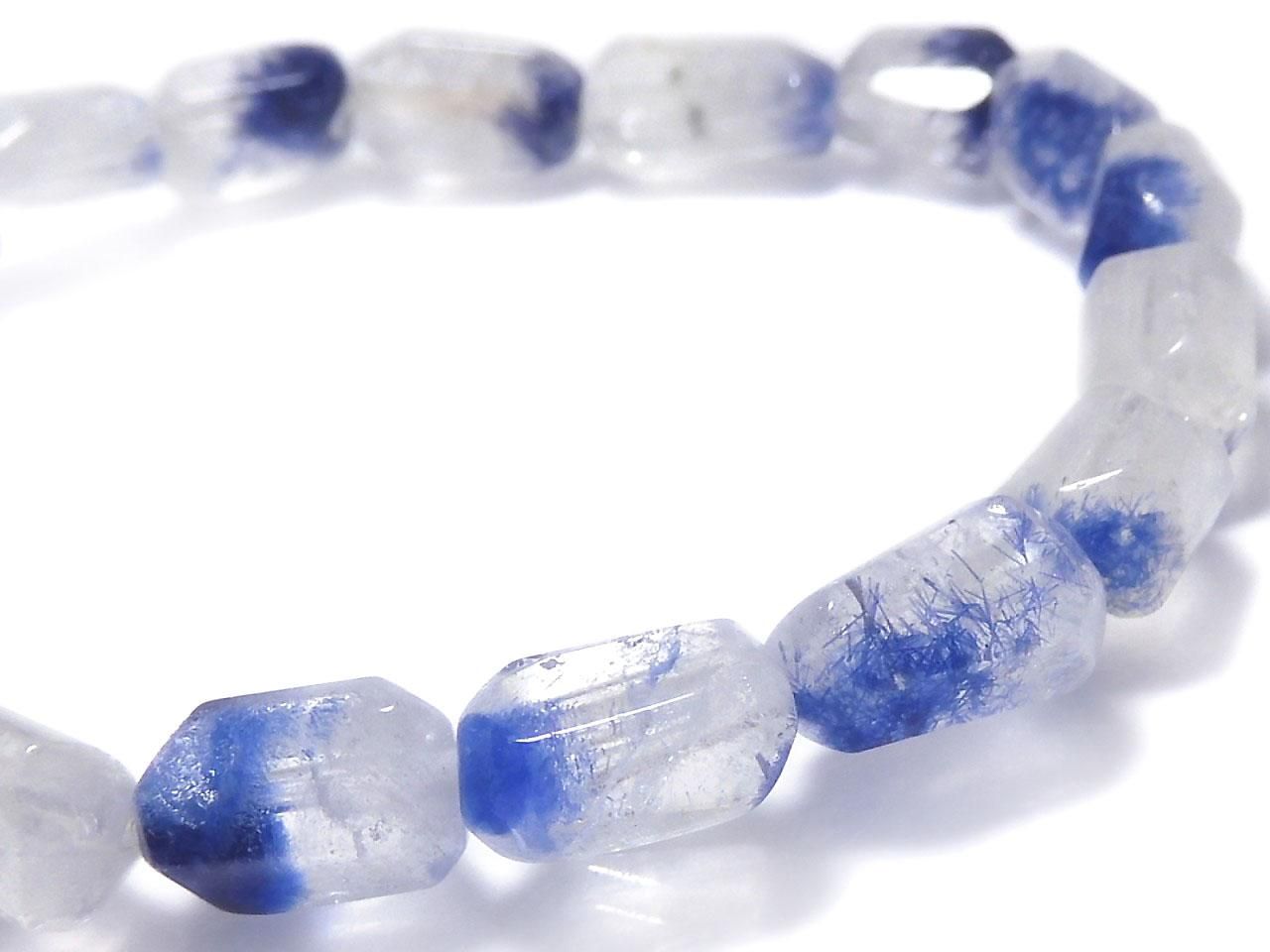 Dumortierite in Quartz Faceted Nugget 1strand beads (Bracelet) NO.16 [One of a kind]