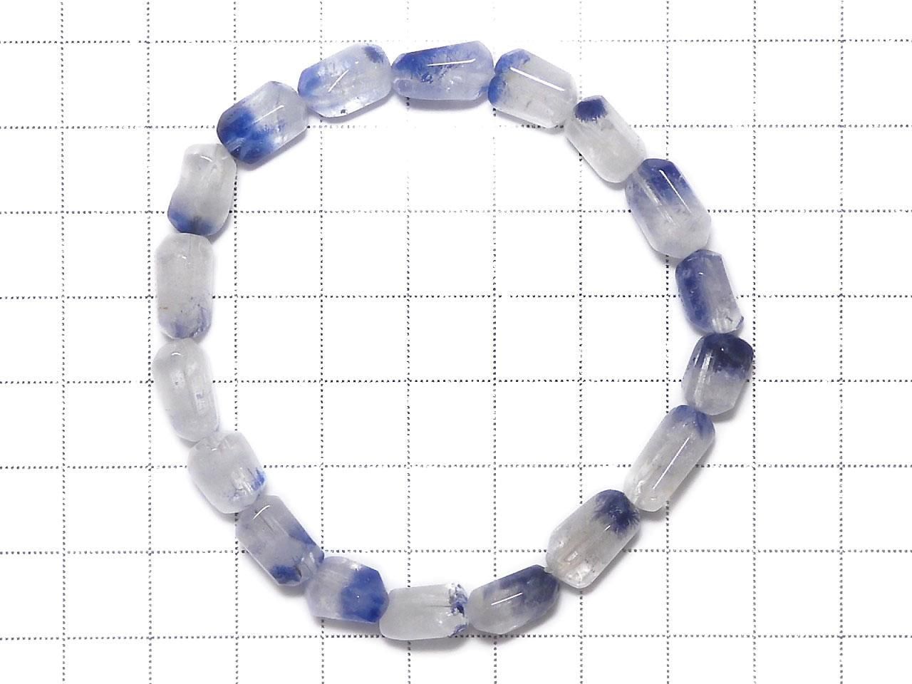 Dumortierite in Quartz Faceted Nugget 1strand beads (Bracelet) NO.16 [One of a kind]